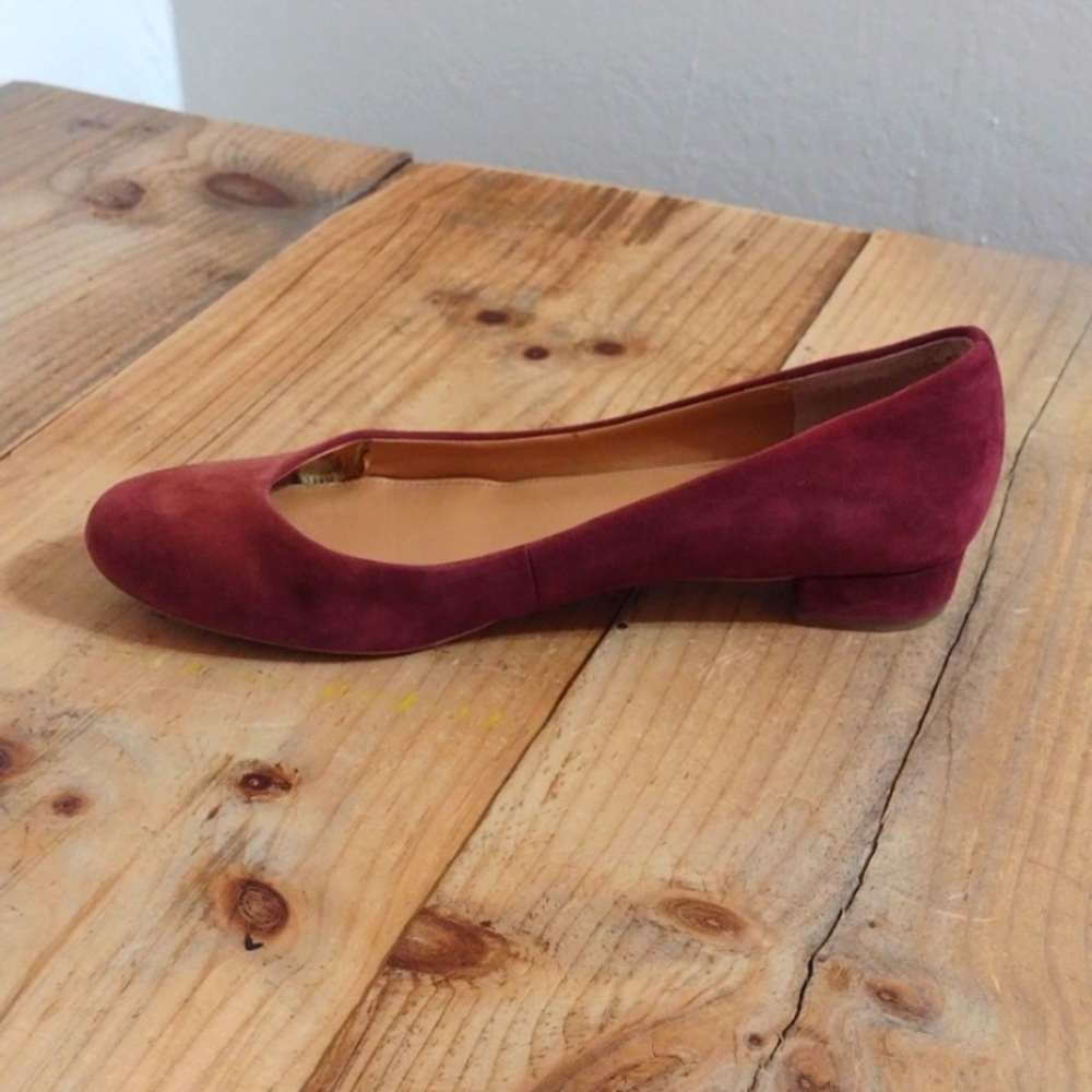 J Crew Burgundy Suede Low Chunky Heel Shoes Size 8.5